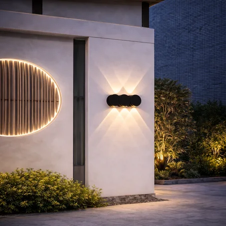 Applique Murale Extérieure LED (IP65) – Effet Double Faisceau "Up & Down" (Blanc Chaud)