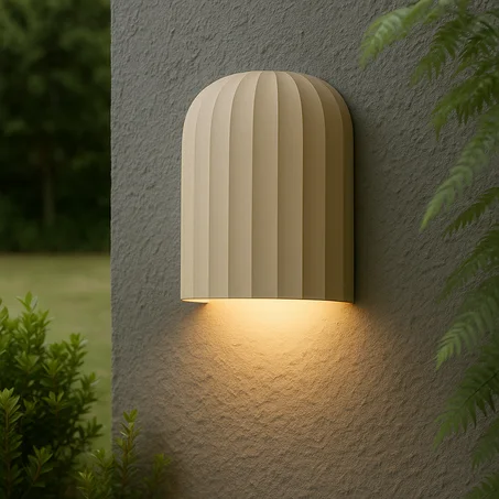 Applique Murale Extérieur en Ciment "Relief" (À Peindre) – Design Arqué Texture Relief