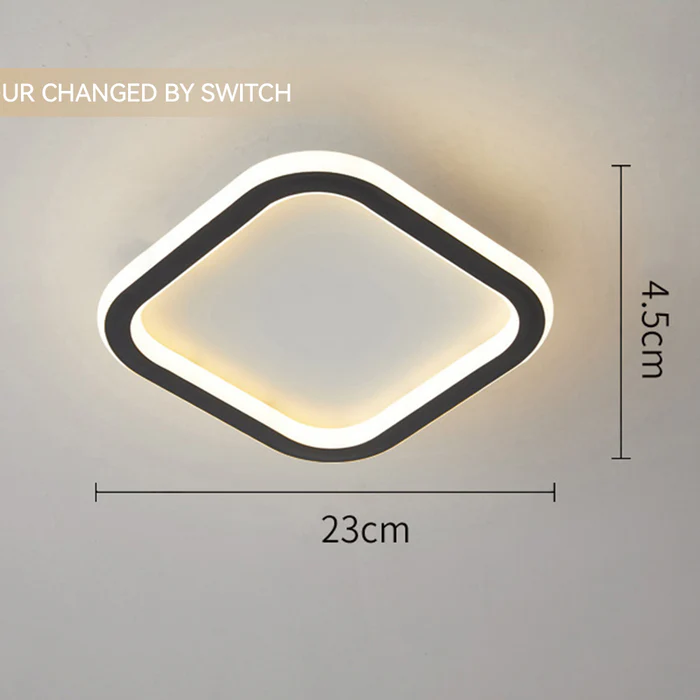 Plafonnier  Minimaliste en Fer (Noir/Blanc) – 3 Ambiances Lumineuses