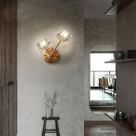 Lampe de Chevet en Cristal et Cuivre