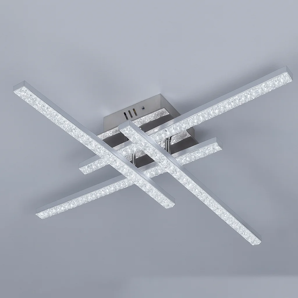 Plafonnier Carrés Entrelacés Argent (62cm) – Style Contemporain Épuré