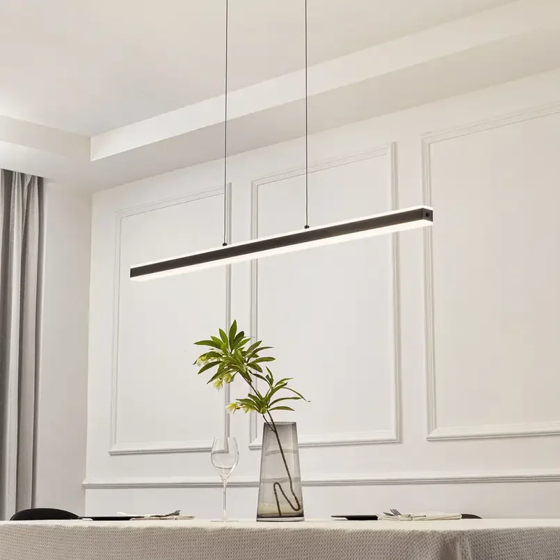 Suspension Linéaire Fine Aluminium Noir (120cm) – Design Ultra-Minimaliste