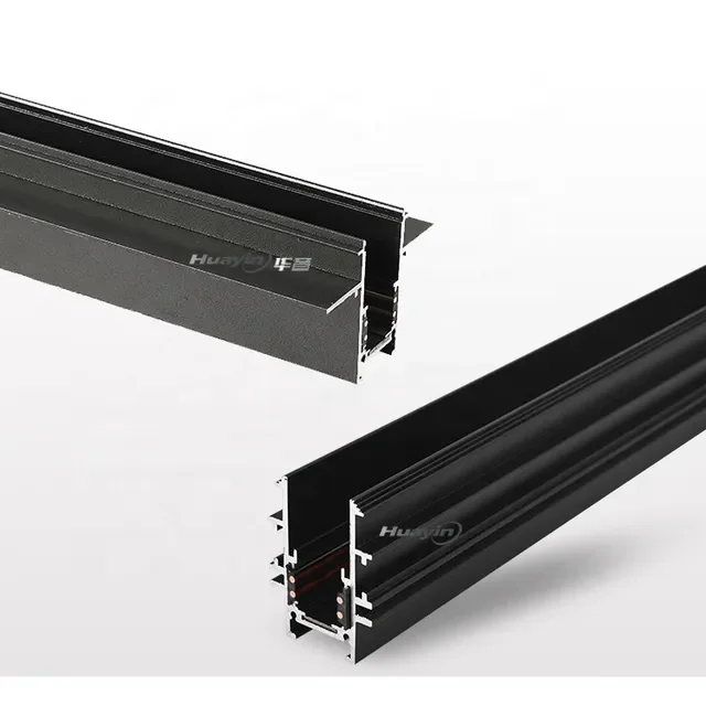 Rail Magnétique Encastrable 48V (Système Modulable) – Profilé Noir