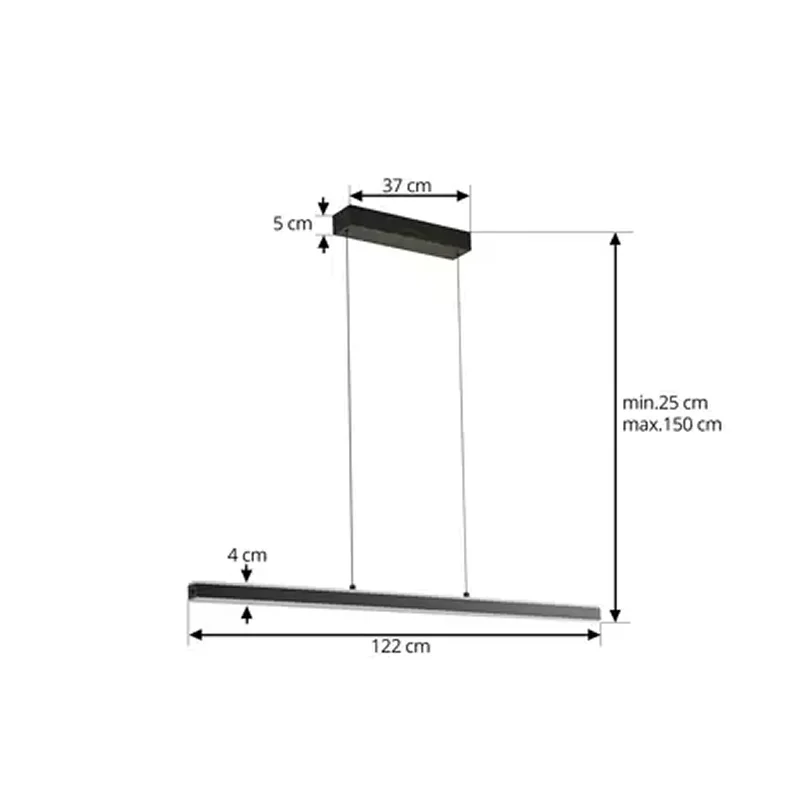 Suspension Linéaire Fine Aluminium Noir (120cm) – Design Ultra-Minimaliste