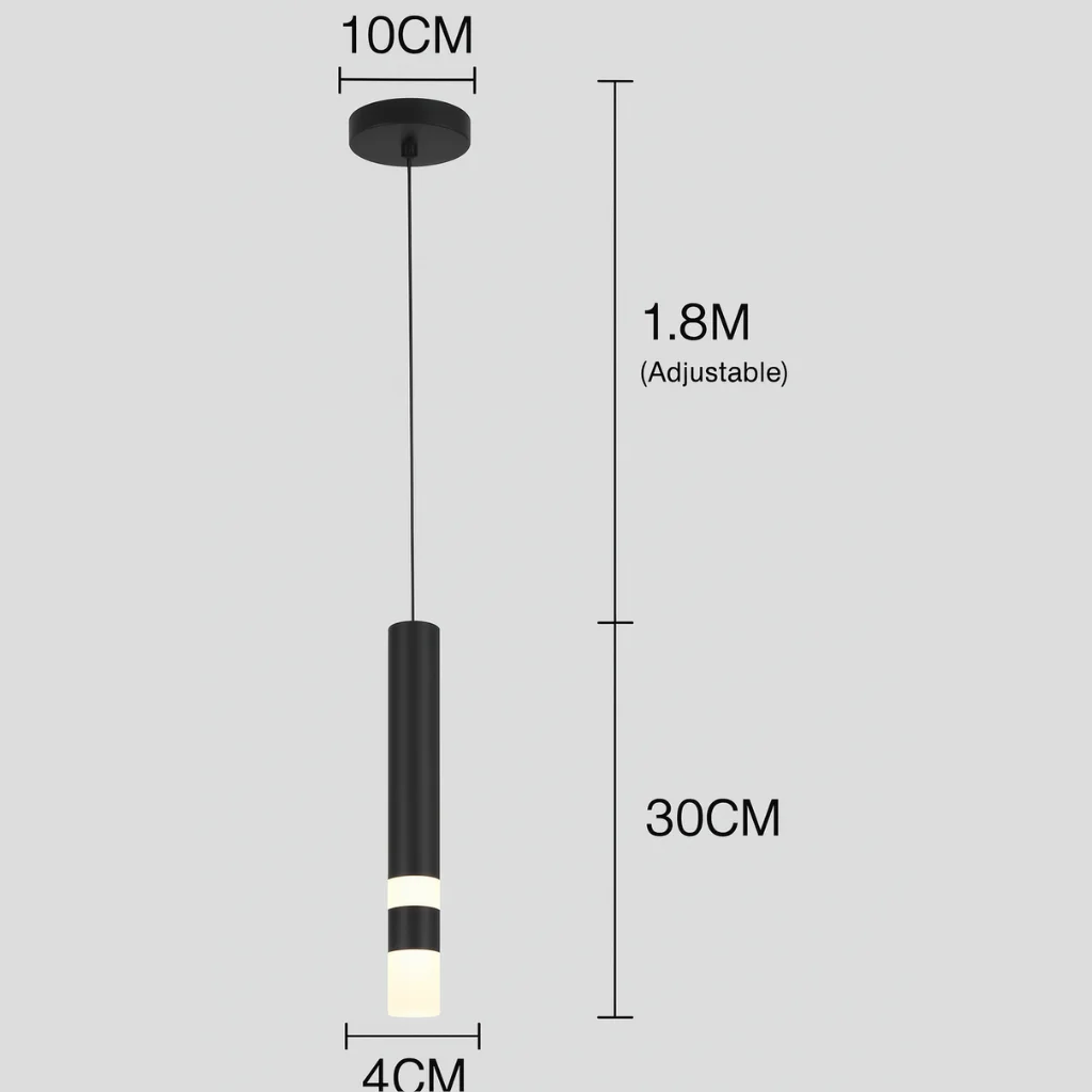 Suspension Tube LED Bicolore (Noir/Blanc) – Spot Design pour Cuisine