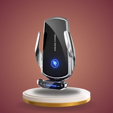 شاحن سيارة لاسلكي مع حامل هاتف تلقائي الإغلاق – تجربة شحن ذكية وآمنة أثناء القيادة
