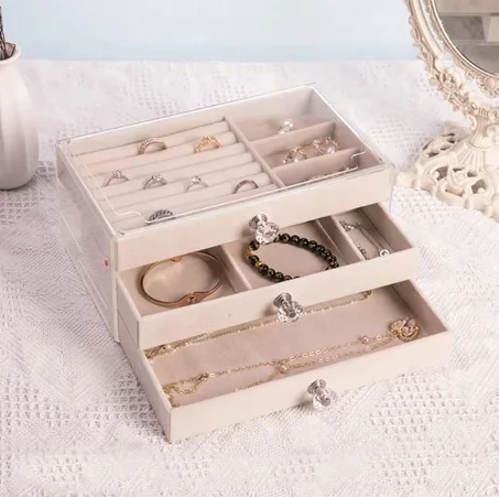 Boîte de rangement de bijoux✨ صندوق تنظيم المجوهرات الفاخر