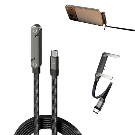 🔥 كابل الشحن الذكي 2 في 1 مع حامل مدمج   Cable 2en1 Avec Support Type C