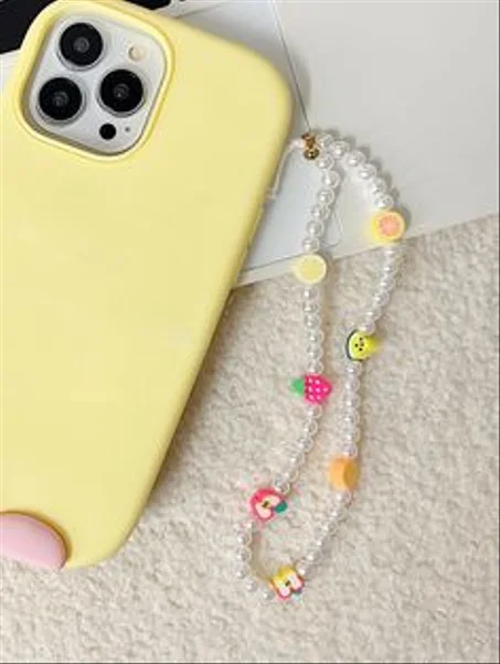 charme de telephone perle et emoji fruit