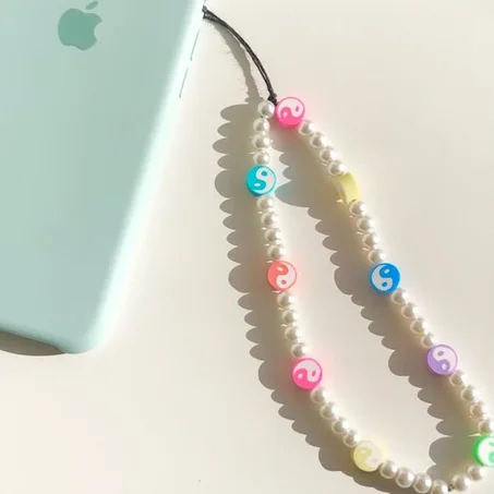 charme de telephone  perle yin yang