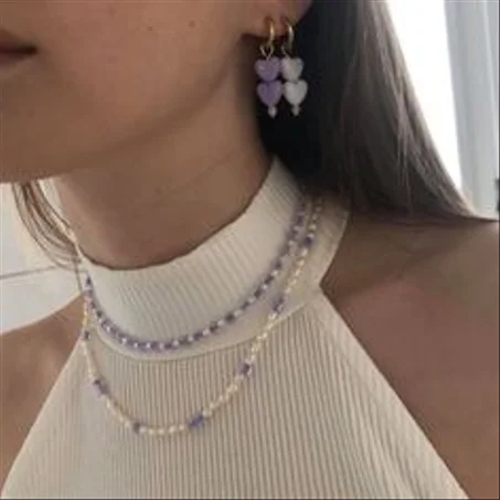 2 collier blanc et mauve