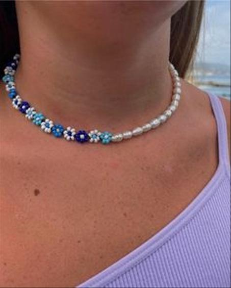 collier fleur et perle