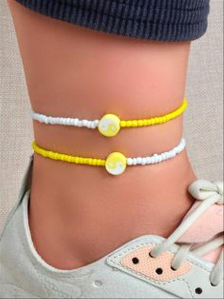 bracelet cheville jaune