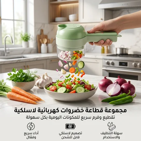 مجموعة قطاعة خضروات كهربائية لاسلكية