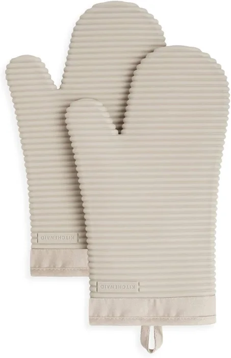 KITCHENAID Juego de 2 guantes de horno de silicona suave acanalados, 7.5 x 13 pulgadas, batido