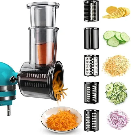 Accesorios de Rebanadora Trituradora de Acero Inoxidable para Batidoras de Pie KitchenAid, Trituradora de Verduras, Rallador de Queso, Máquina de Ensaladas, Rebanadoras de Alimentos Picadora