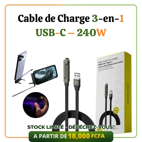 Cable de Charge 3-en-1 USB-C – 240W