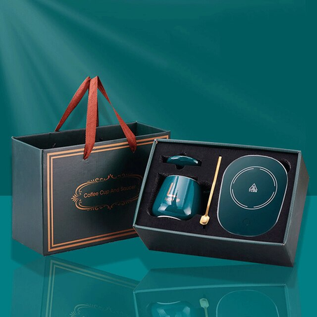 Coffret cadeau en céramique avec  Chauffe-tasse électrique