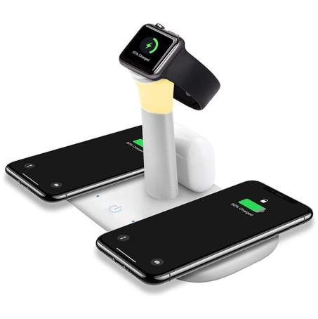 5in1 Wireless Fast Charging Dock W/ Night Light, Qi Certified for Apple Airpods iPhone 16 pro max iphone 15 14 13 12 wireless charger stand for Apple Watch Samsung & more