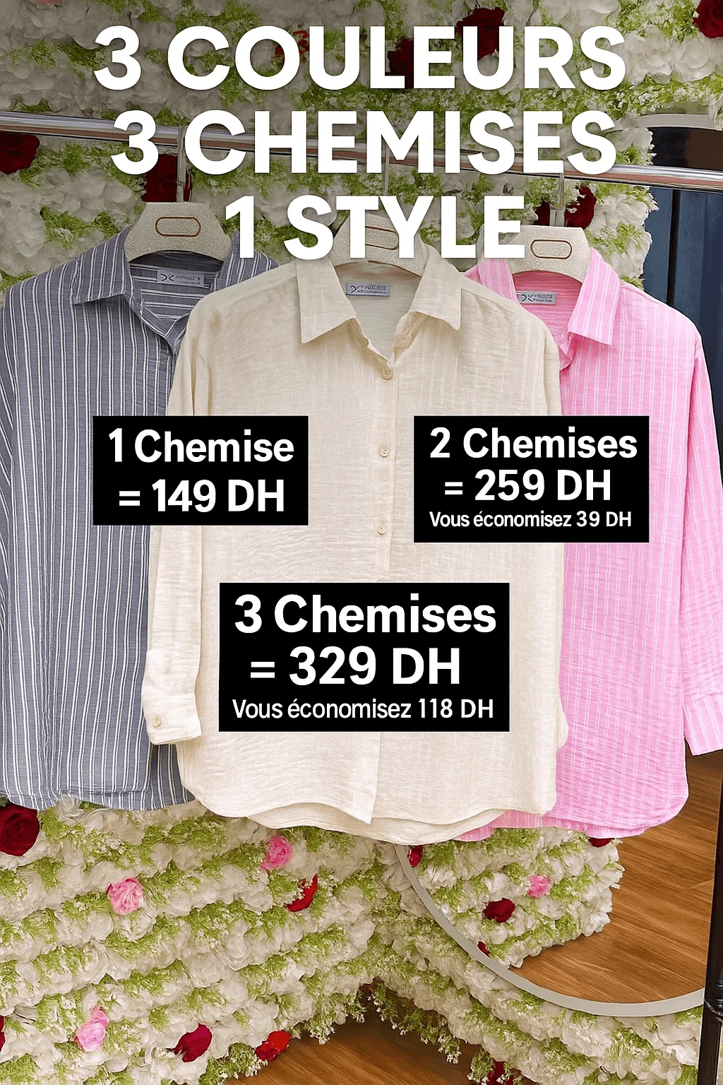 Pack de 3 Chemises Femme – Confort Léger & Élégance d’Été
