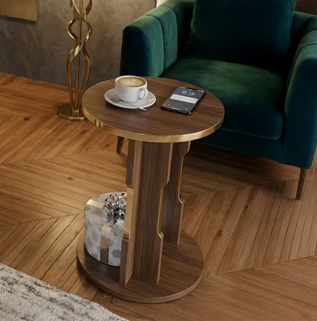 ✨ Table d'Appoint Ronde de Luxe, élégante et pratique + rangement