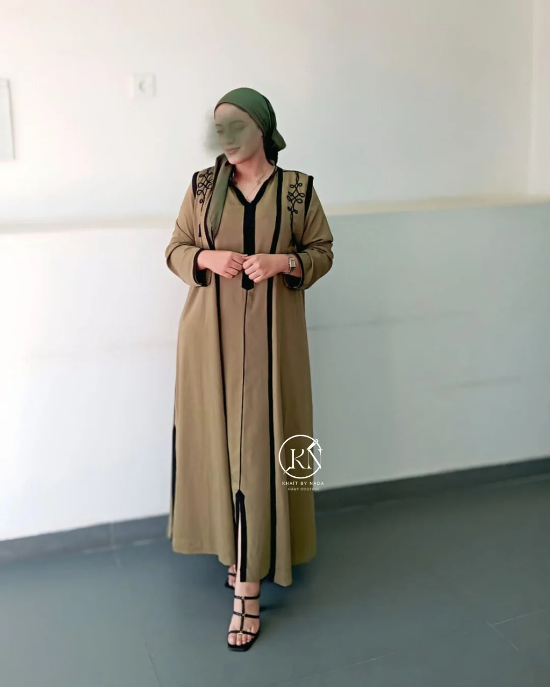 Élégance Kaki-Abaya 2 piece