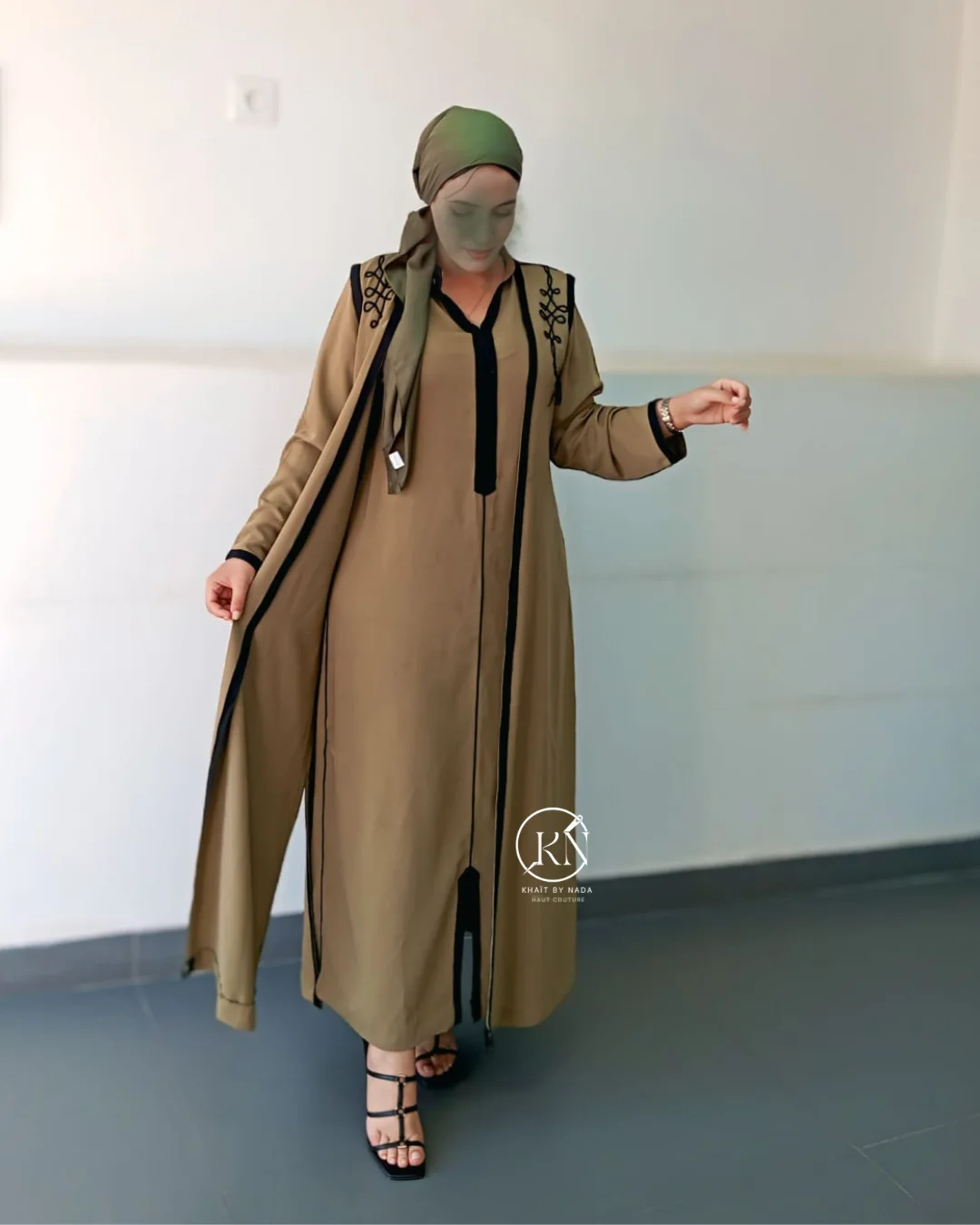 Élégance Kaki-Abaya 2 piece