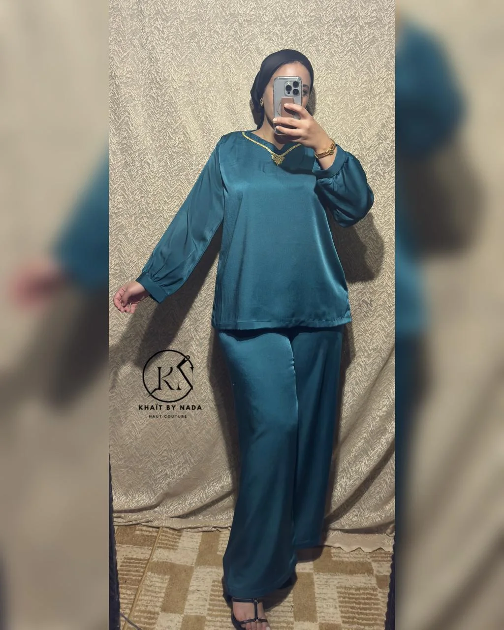 Sultana Émeraude- Jabadour Moderne avec Kimono – Élégance Marocaine | Khaït