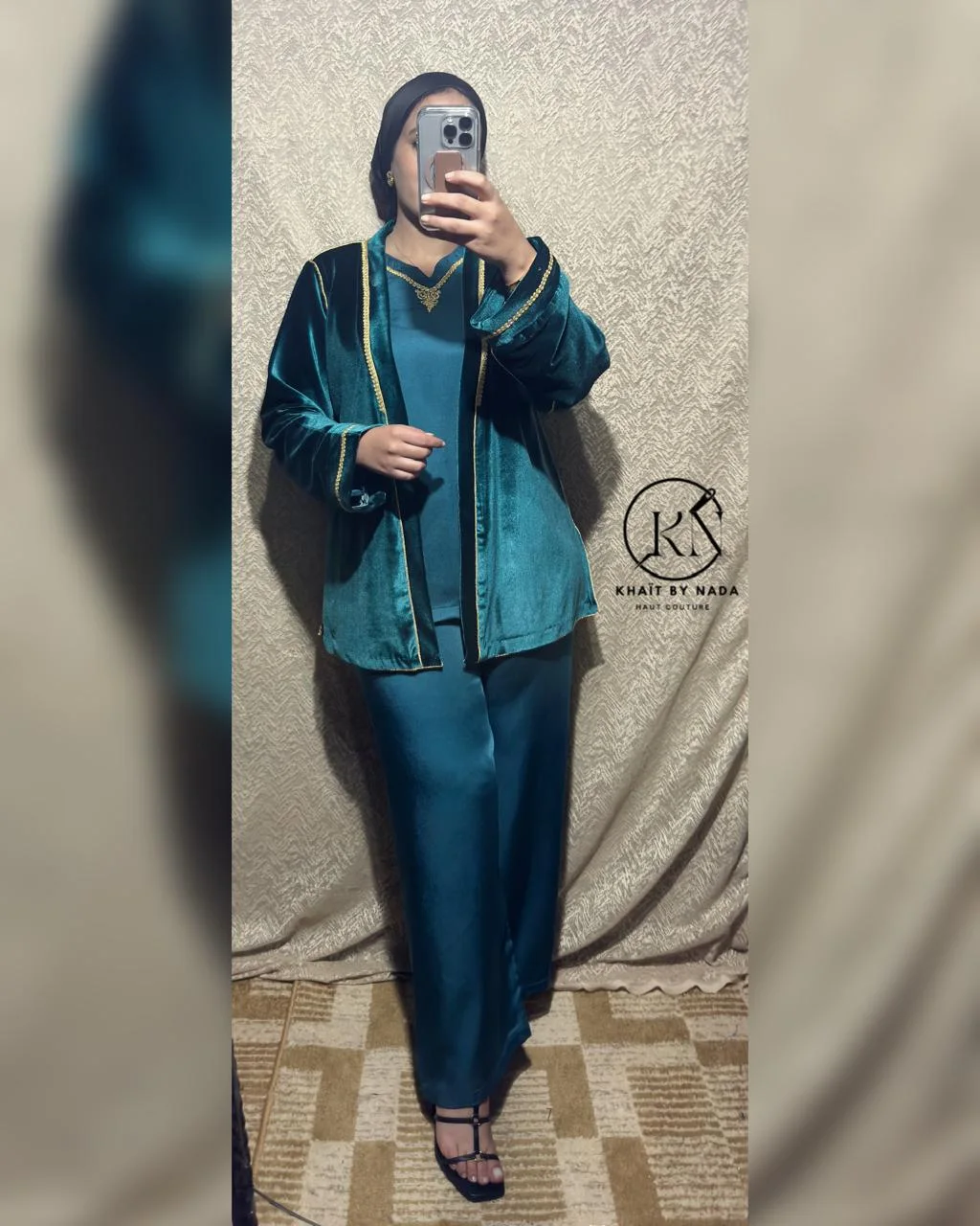 Sultana Émeraude- Jabadour Moderne avec Kimono – Élégance Marocaine | Khaït