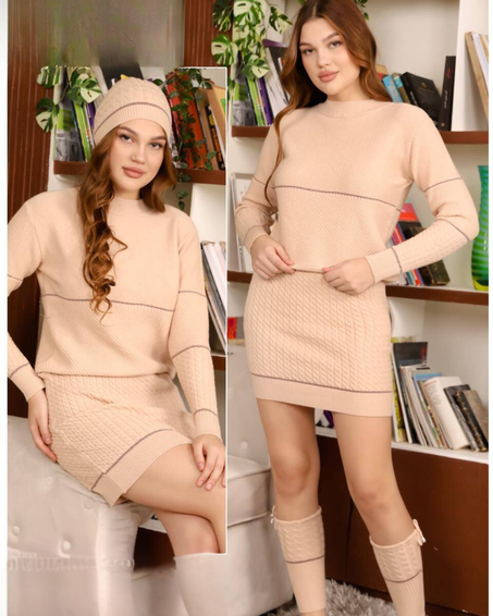 كاش شتوي صوف ناعم مع بوط وكاب