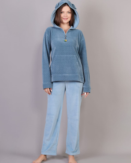 بيجامة قطيفه توب هودي