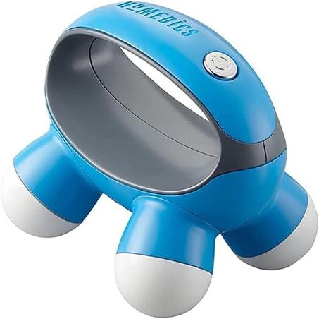 Homedics, Masajeador de mano Quatro Mini con empuñadura, Masaje vibratorio a pilas, 4 nodos de masaje, Funciona con 2 pilas AAA (incluidas), Colores surtidos