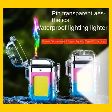 Plasma Touriste Coque Torche Électrique, Transparent, Étanche, Coupe-Vent, Briquets Rechargeables USB, Camping En Plein Air, Cadeau