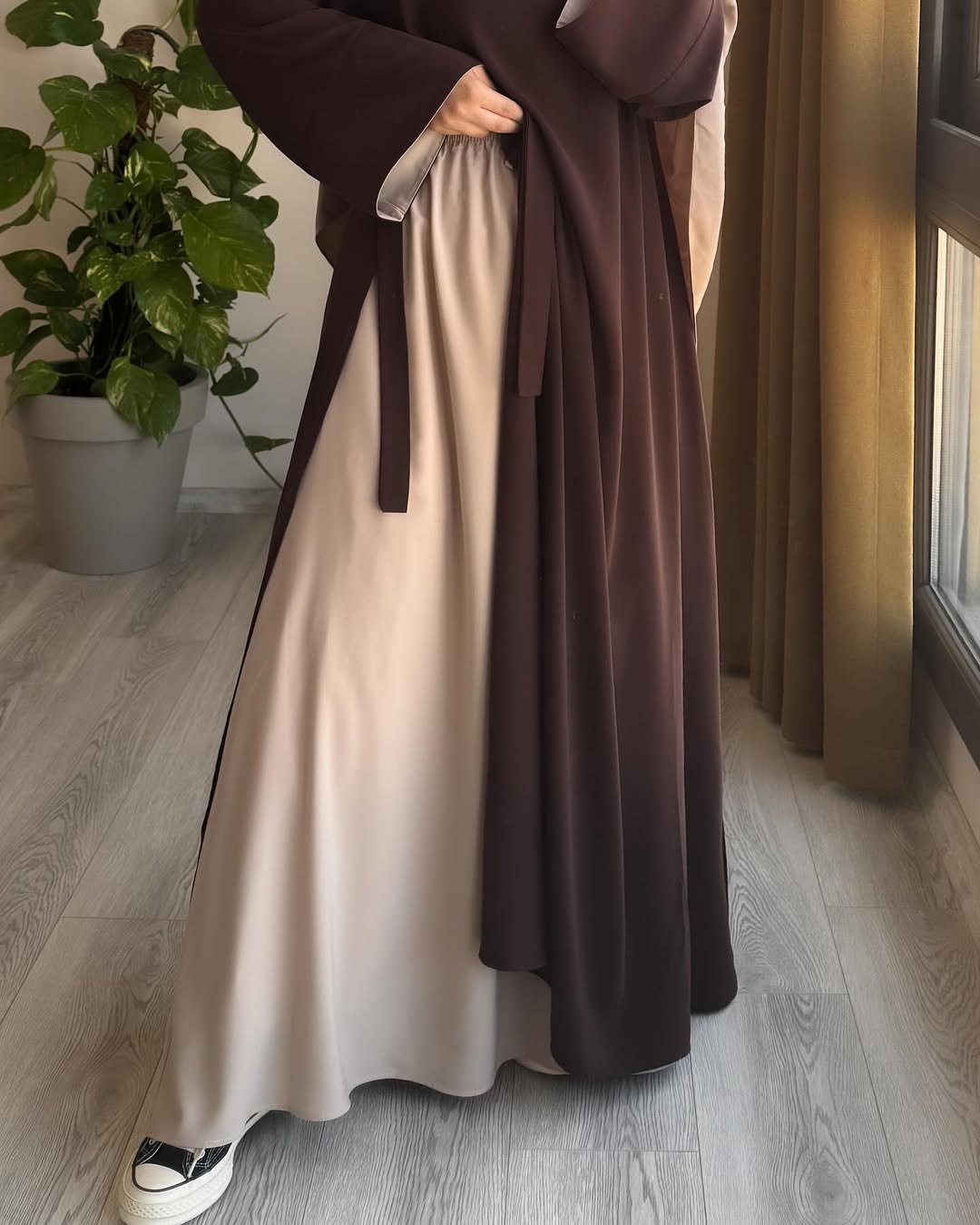 ensemble gala robe long et jupe طقم متكون من عباية طويلة و تنورة