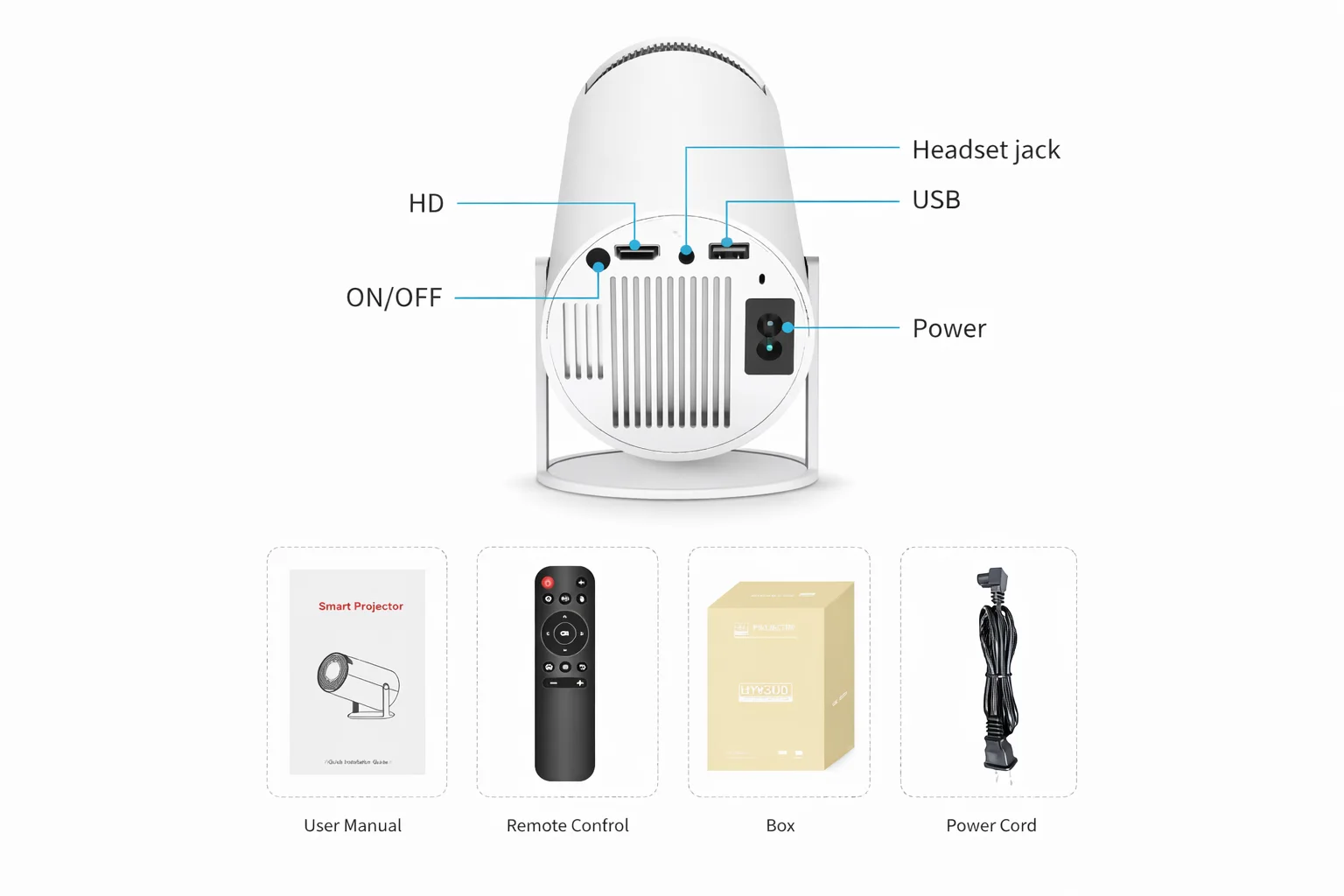 HY300 4K Android Projector – تجربة سينمائية حتى 200 بوصة