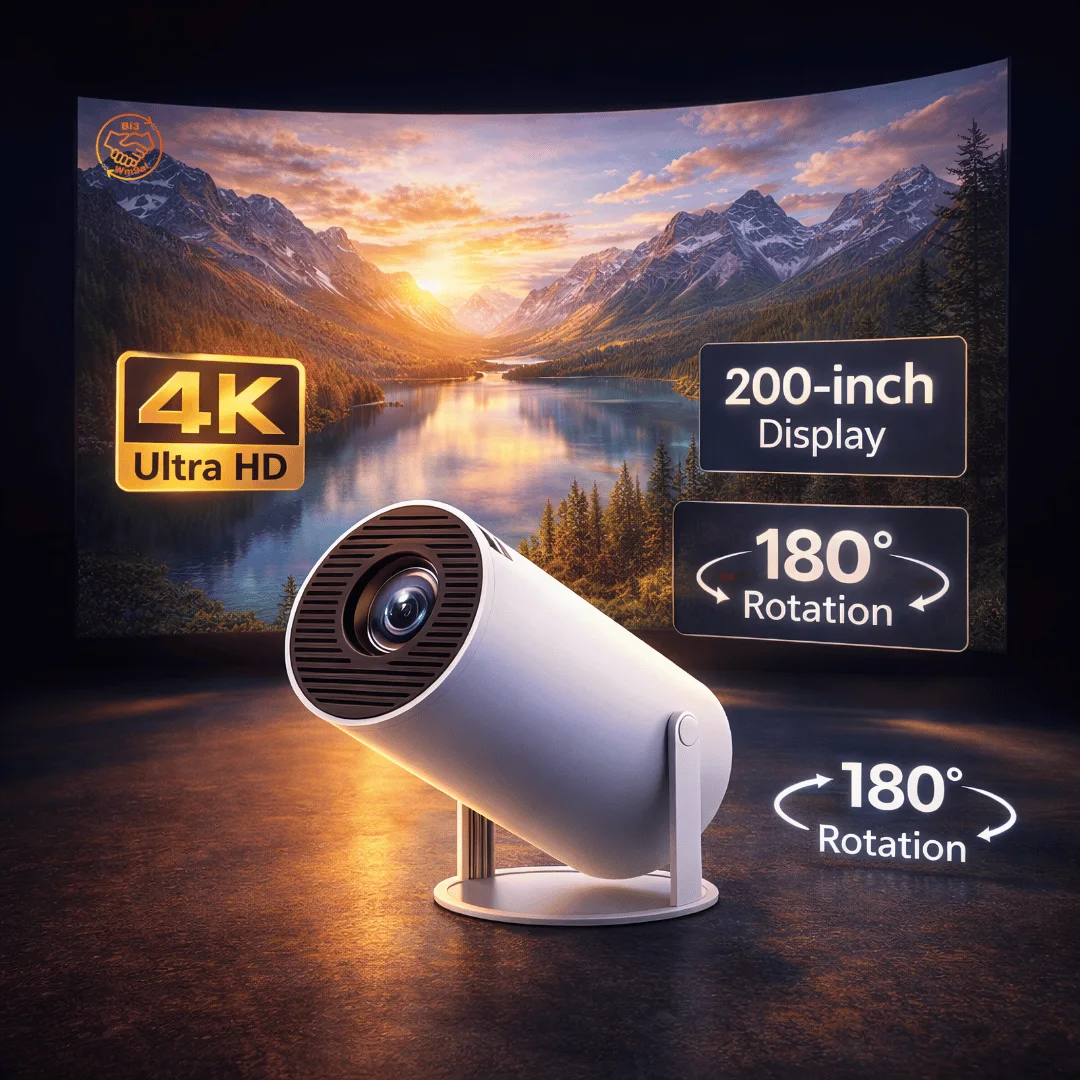 HY300 4K Android Projector – تجربة سينمائية حتى 200 بوصة