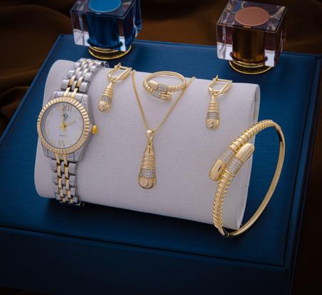 ensemble 4ps Xuping et Montre Acier nouveau collection