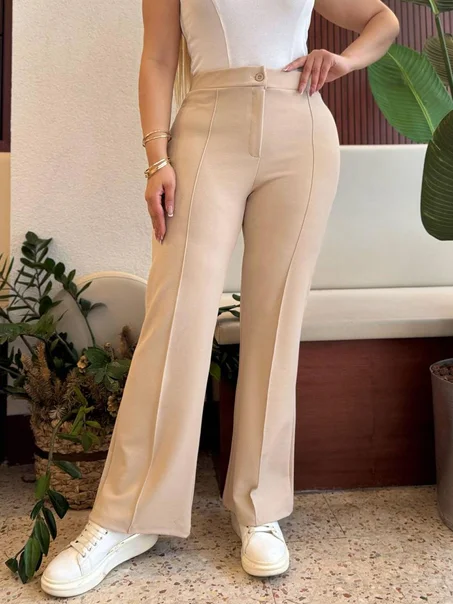 Pantallon Beige  VIOLETTA  سروال بني فاتح