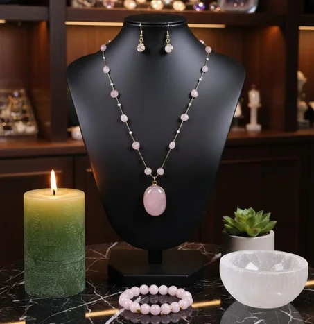 طقم روز كوارتز الوردي الفاخر