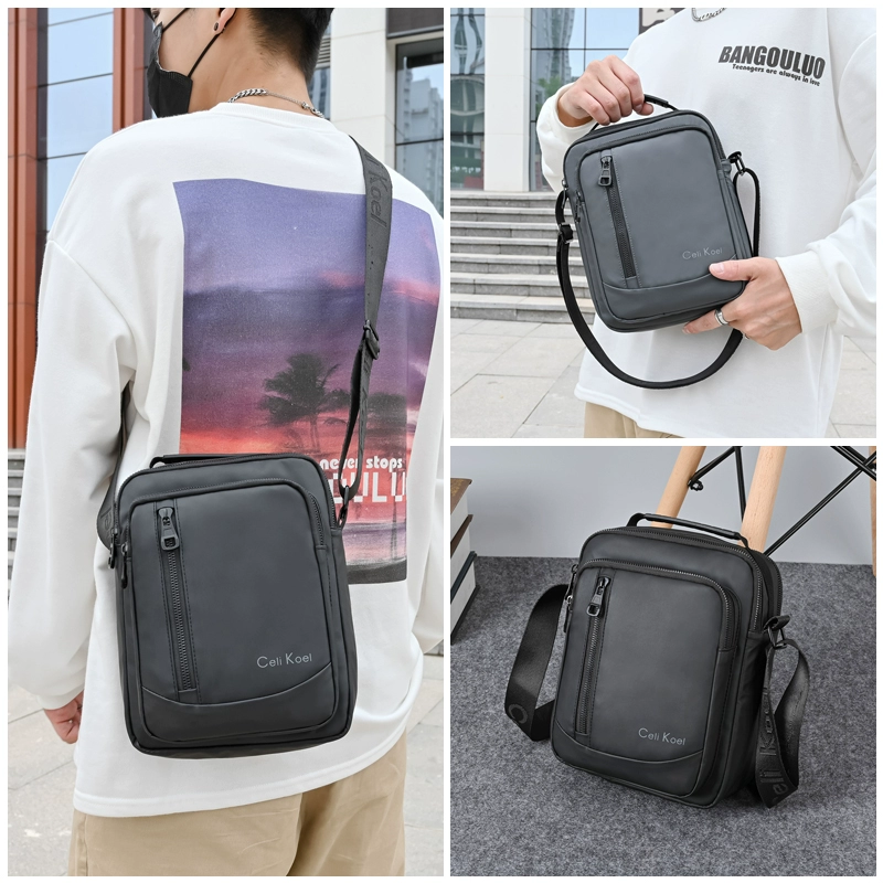 حقيبة كتف رجالية عمودية متعددة الطبقات – مقاومة للماء، مثالية للتنقل