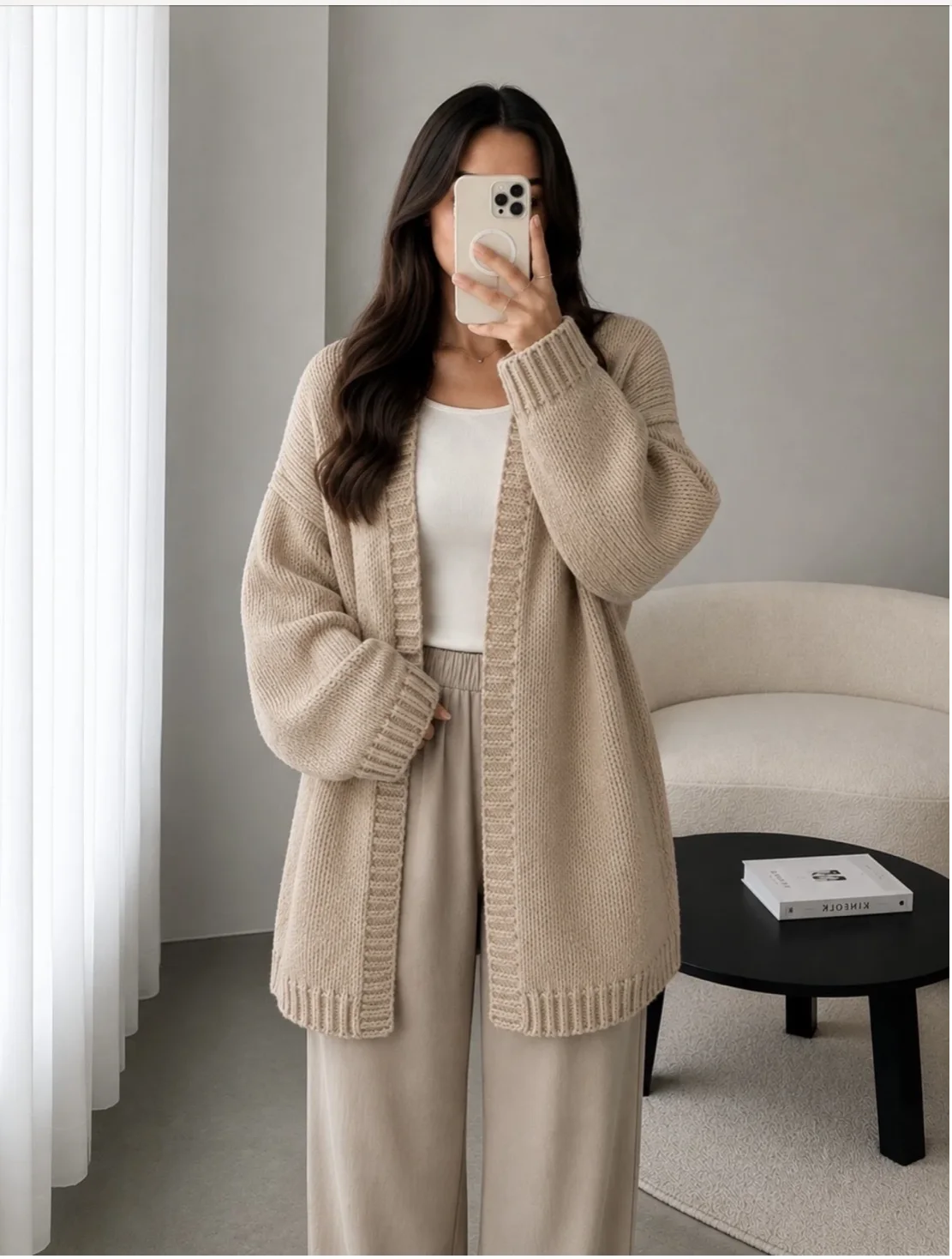 Gilet Cardigan Mi-Long – Vert Clair