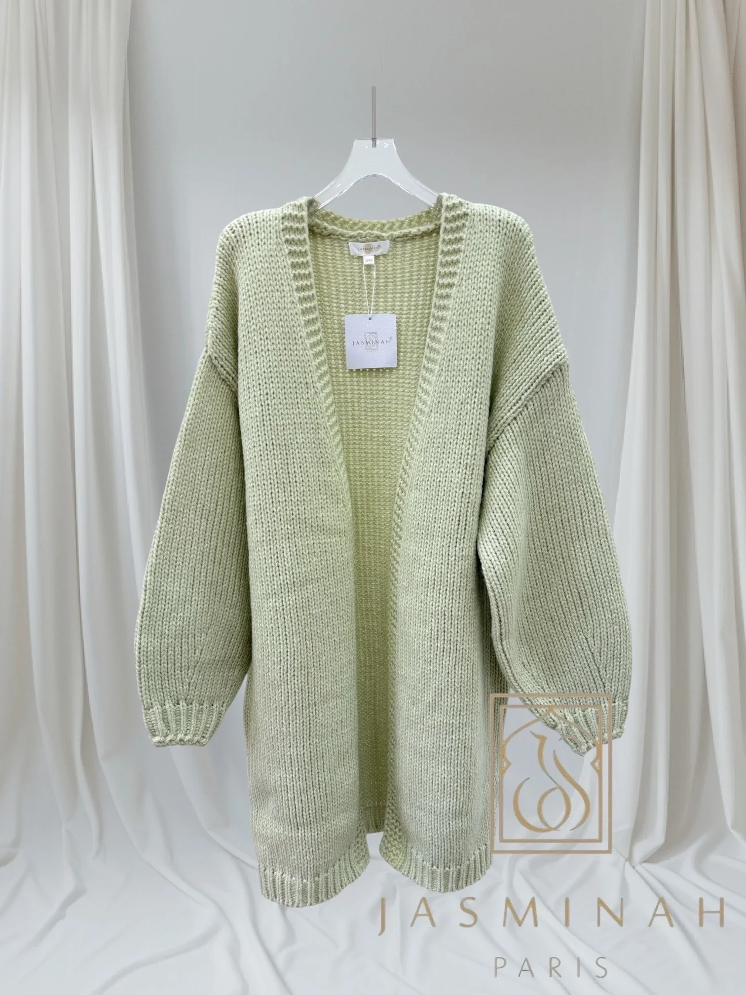 Gilet Cardigan Mi-Long – Vert Clair