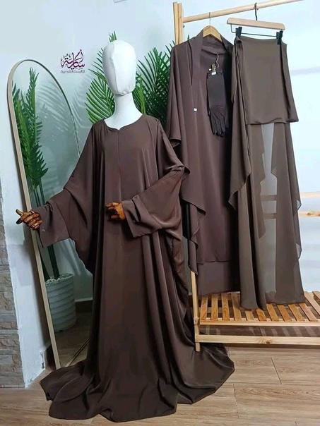 طقم وتين 2 قطع عباءة فراشة مع اسدال كبير