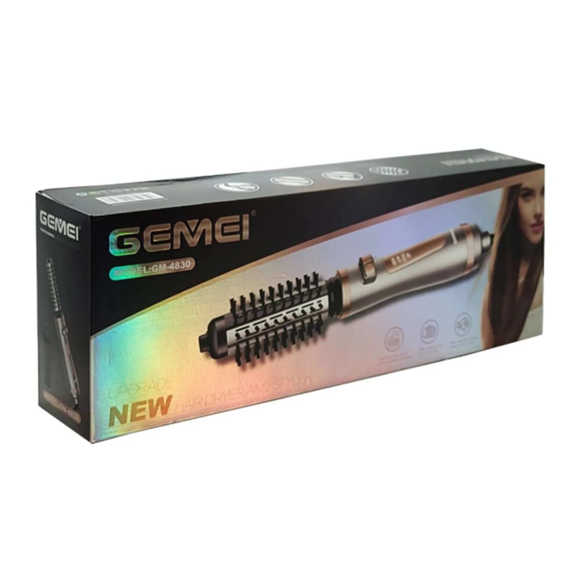 2 X 1 فرشاة تصفيف دوارة و مجفف الشعر من gemei  - ضمان عام