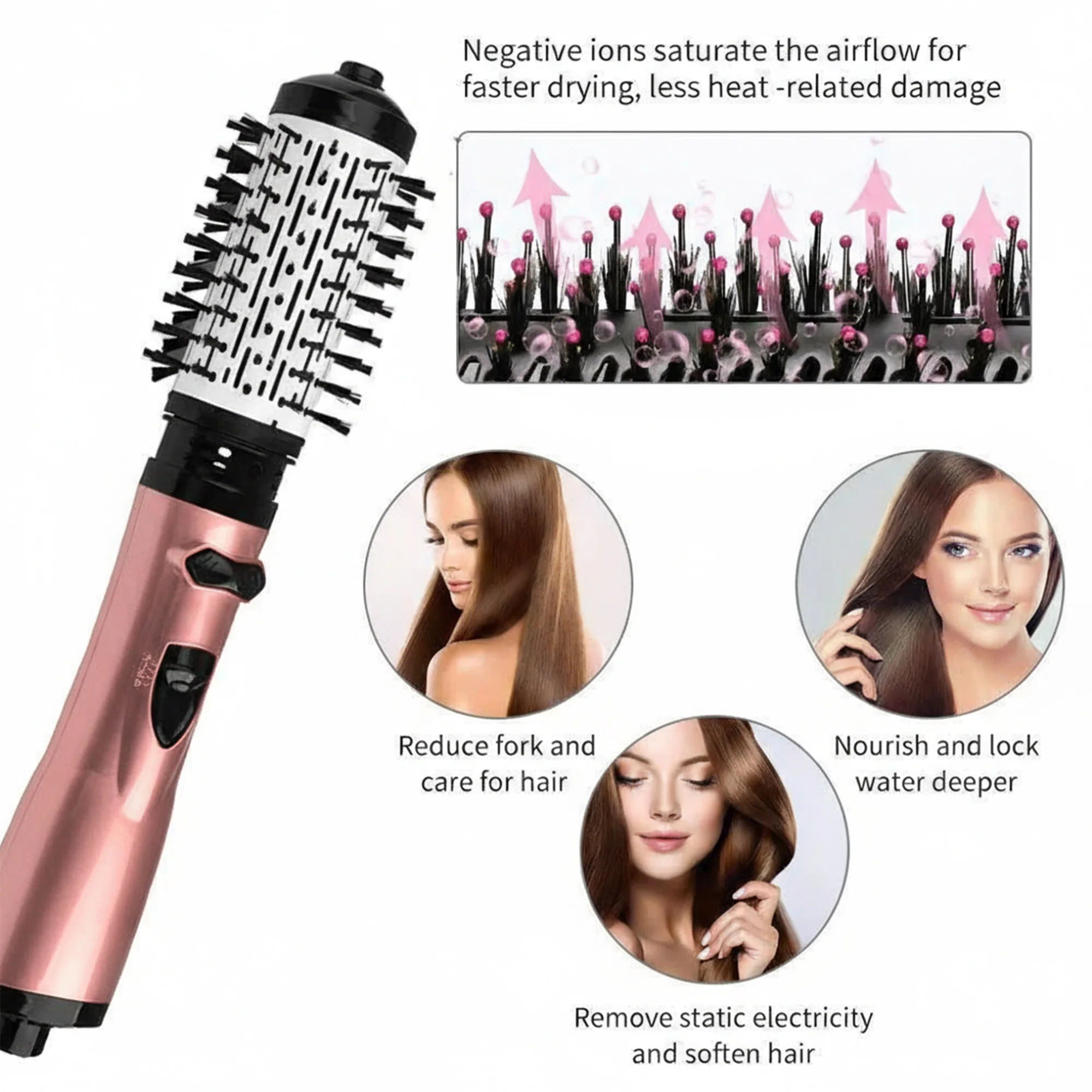 فرشاة التصفيف الدوارة ,2 في 1 LAC, ضمان عام