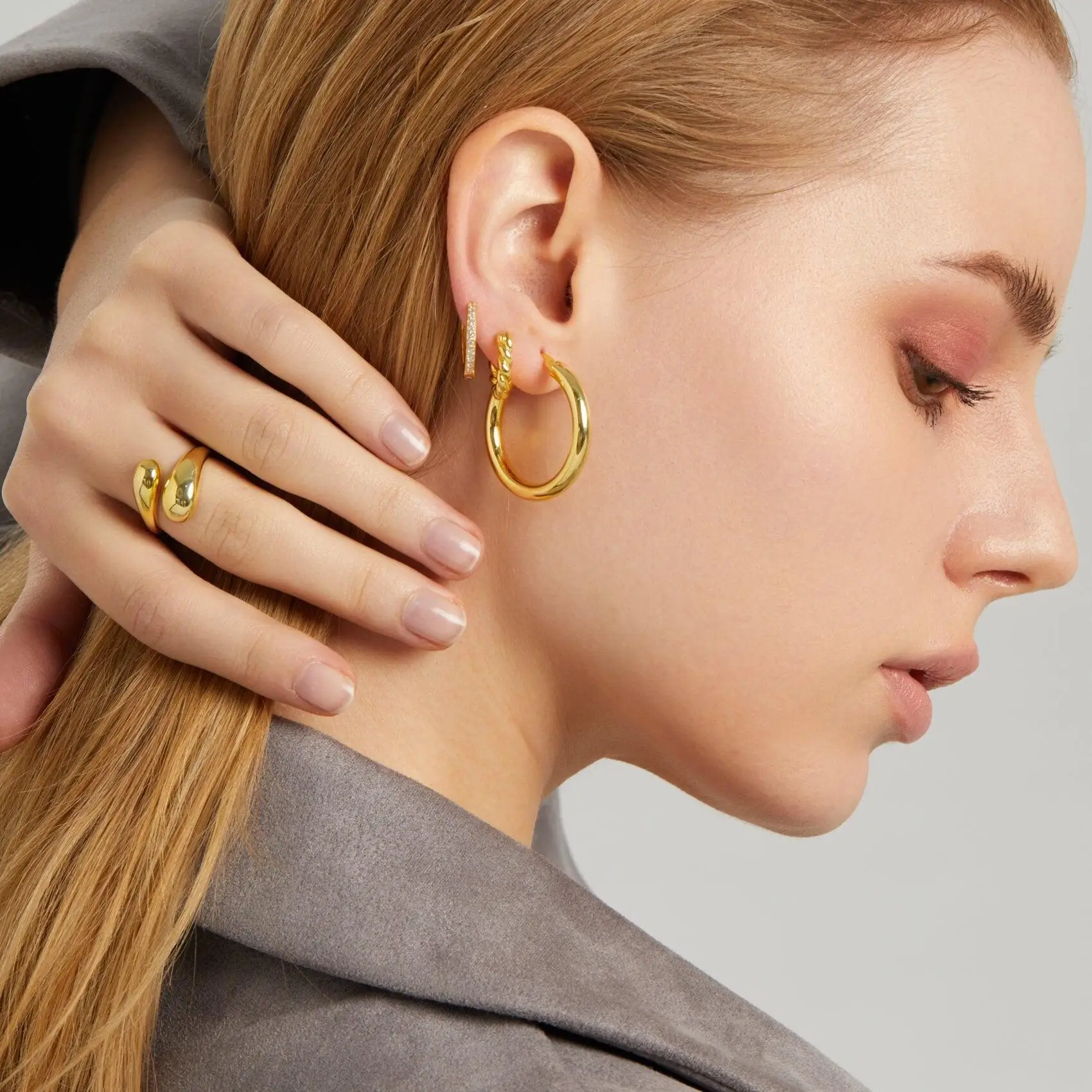 Bagues en Acier Inoxydable à Double Boule Lisse pour Femme, Bijoux Esthétiques, Cadeau de Couple, de Mariage Géométrique, Ouvert, Document localité
