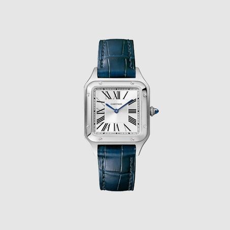 Cartier Santos Dumont en cuir bleu