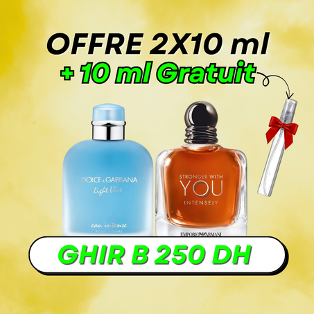 2x10 ml offre  (  Light Blue  + You Intensly ) + 10 ml Fabor