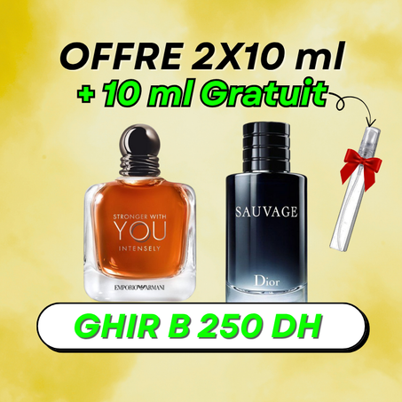 2x10 ml offre  ( Sauvage+ You Intensly ) + 10 ml FABOR