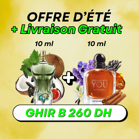 2x10 ml offre  ( JPG Paradise Garden  + You Intensly ) + Livraison Fabor